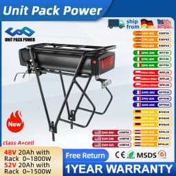 48V 15Ah Rear Rack Electric EBike Battery 36v 15AH Carrier Battery Lithium 48V 18AH 52V 20AH for 1500W 1000W 750W 500W Motor