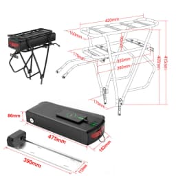 48V 15Ah Rear Rack Electric EBike Battery 36v 15AH Carrier Battery Lithium 48V 18AH 52V 20AH for 1500W 1000W 750W 500W Motor