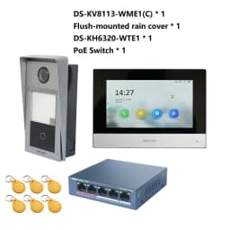HIKVISION Multi-language 802.3af POE Video intercom KIT,include DS-KV8113-WME1(C) & DS-KH6320-WTE1 & PoE Switch