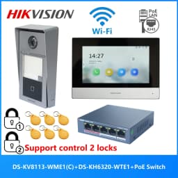 HIKVISION Multi-language 802.3af POE Video intercom KIT,include DS-KV8113-WME1(C) & DS-KH6320-WTE1 & PoE Switch