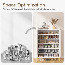 Tribesigns White Shoe Cabinet Entryway: 6 Tiers Shoe Organizer Cabinet with Adjustable Shelves