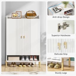 Tribesigns White Shoe Cabinet Entryway: 6 Tiers Shoe Organizer Cabinet with Adjustable Shelves