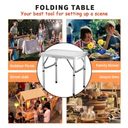 2ft Folding Camping Table with 2 Adjustable Height, Lightweight Aluminium Picnic Table,Portable Foldable Picnic Table for Party