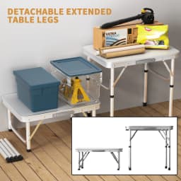 2ft Folding Camping Table with 2 Adjustable Height, Lightweight Aluminium Picnic Table,Portable Foldable Picnic Table for Party