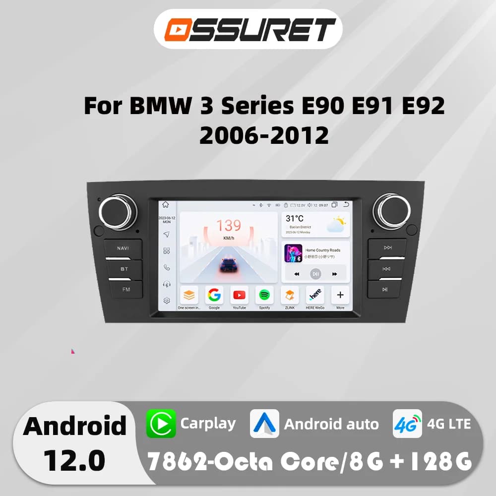 7"Android Auto Car Multimedia Video player for BMW 3 Series E90 E91 E92 318i 320i 325i Autoradio GPS Stereo navi AI Carplay RDS