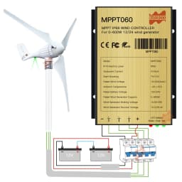 600W 12V 24V Wind Turbine Generator 3 5 Blades Residential AC Hawt Wind Mill with Free MPPT Controller Charging Indicator LED