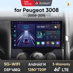 Junsun Android 13 Radio Autoradio For Peugeot 3008 2009 2010-2015 Car Intelligent Systems for Apple Carplay GPS RDS WiFi France