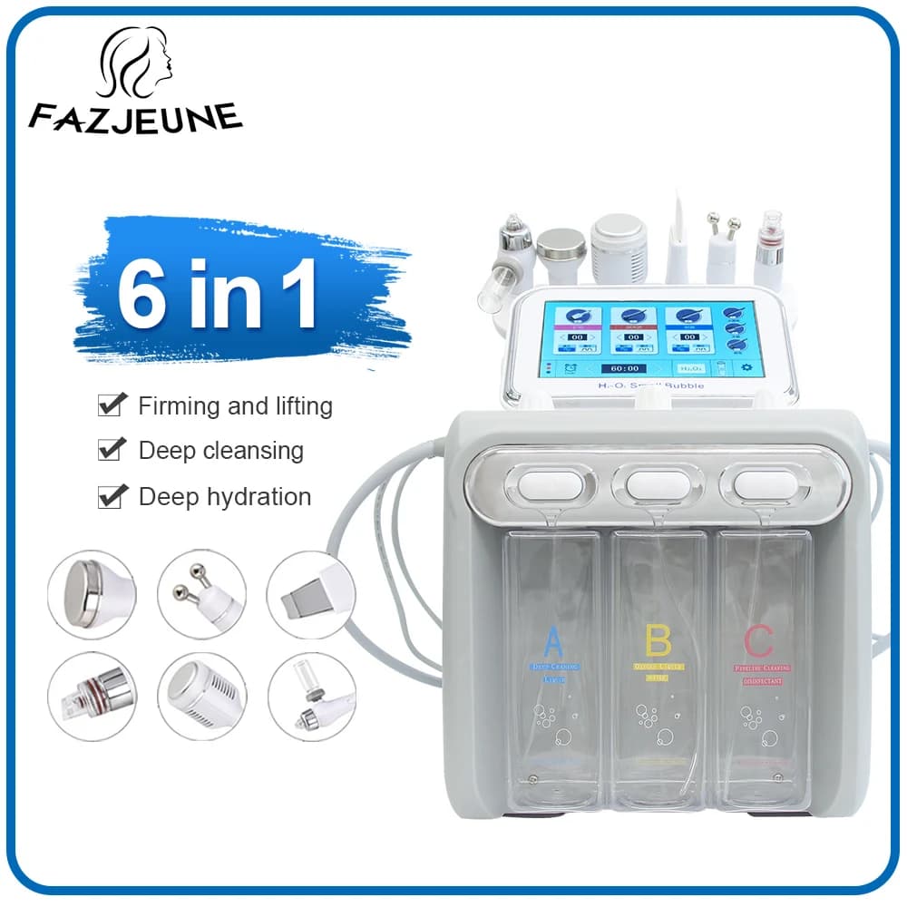 6 in 1 Hydrogen Dermabrasion Facial Beauty Machine Aqua Peeling Deep Cleansing Lifting Water Microdermabrasion Device Skin Care