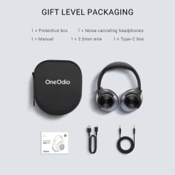 Oneodio A10 ANC Wireless Bluetooth Headphones Hi-Res Audio Hybrid Active Noise Cancelling Headset With Mic Type C Fast Charge