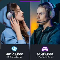EKSA E1000WT 2.4GHz Wireless Gaming Headphones 7.1 Surround Wired Headset Gamer with ENC Mic Low Latency for PC/PS4/PS5/Xbox