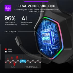EKSA E1000WT 2.4GHz Wireless Gaming Headphones 7.1 Surround Wired Headset Gamer with ENC Mic Low Latency for PC/PS4/PS5/Xbox