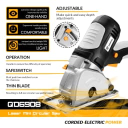 DEKO Mini Circular Saw Handle Power Tools, 4 Blades, BMC BOX Electric Saw with Personal Safety and Electrical Safety System
