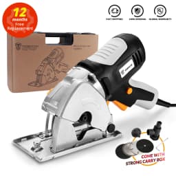 DEKO Mini Circular Saw Handle Power Tools, 4 Blades, BMC BOX Electric Saw with Personal Safety and Electrical Safety System