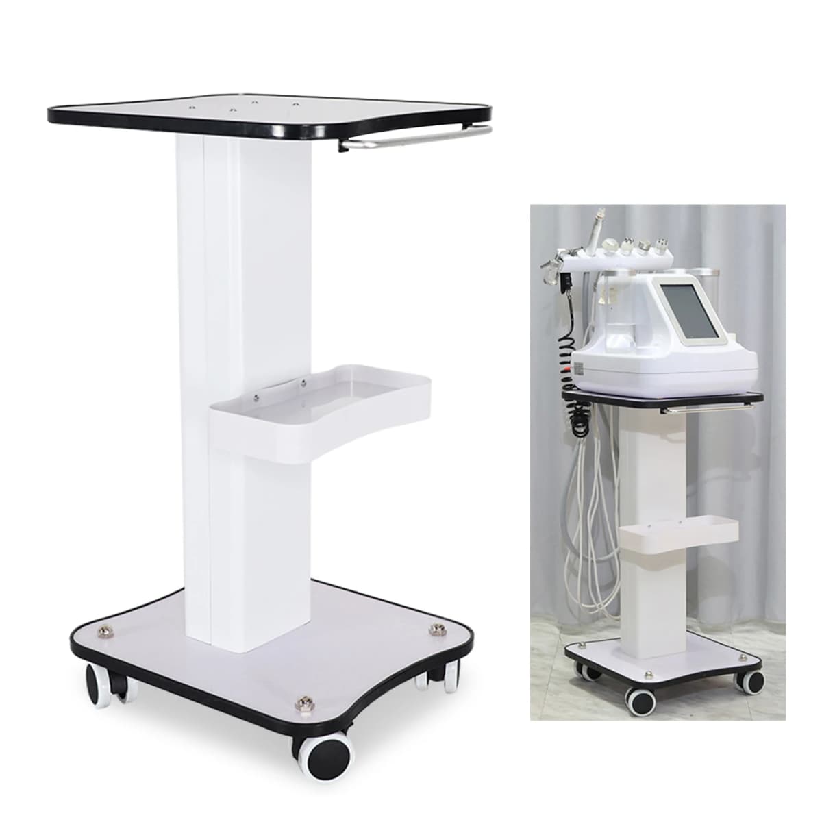 Bymaocar Beauty Rolling Cart Salon Trolley Stand Beauty Instrument Tray with Wheel Esthetician Supplies Tool Storage Cart