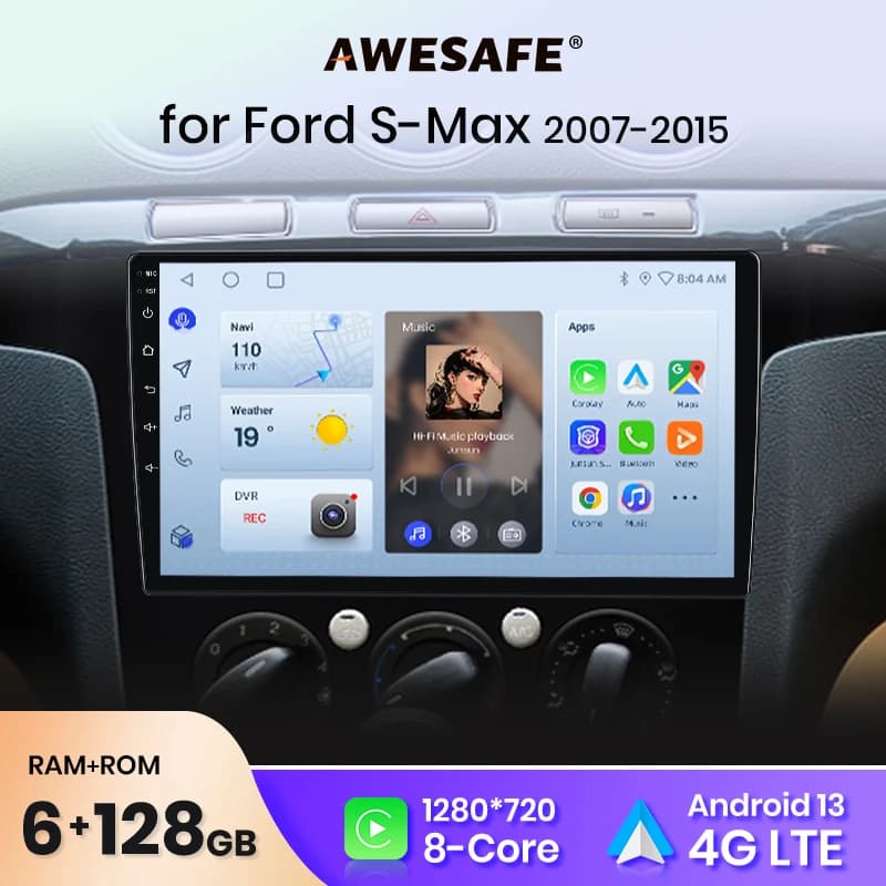 AWESAFE PX9 Plus Car Radio For S max S-Max 2007-2015 wireless CarPlay Android Auto No 2 din 2din DVD
