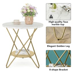 Tribesigns End Table Round Coffee Side Table Faux Marble Snack Table