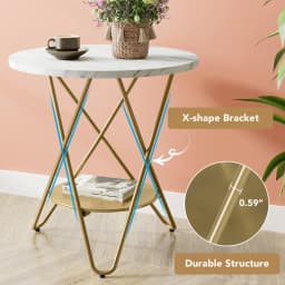 Tribesigns End Table Round Coffee Side Table Faux Marble Snack Table