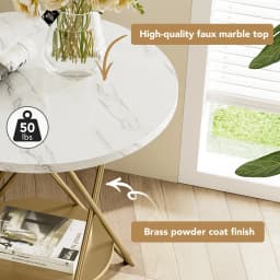 Tribesigns End Table Round Coffee Side Table Faux Marble Snack Table