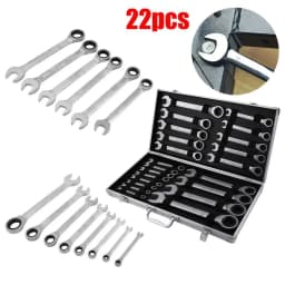 22 Piece Ratchet Wrench Set 6-32 MM Combination Spanner Set, Articulated Ratchet Wrenches Ring Spanner Tool Set