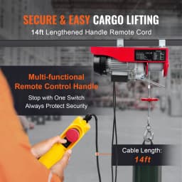 SucceBuy 600kg/1320lbs Electric Hoist with Wired Remote Control Lifting Crane Cable Hoist Winch for Boat Car Garage Elevator