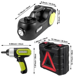 SucceBuy 5T 12V Electric Car Jack Kit + Impact Wrench LED Light Portable Hydraulic Jack 13.5-36 CM Tire Lifting Car Repair Tool