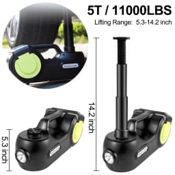 SucceBuy 5T 12V Electric Car Jack Kit + Impact Wrench LED Light Portable Hydraulic Jack 13.5-36 CM Tire Lifting Car Repair Tool