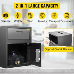 SucceBuy Electronic Safe Deposit Box With Drop Slot Secret Hidden Piggy Bank Security Digital Access Two Keys for Store Money Guns