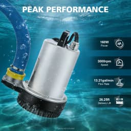 DC12V Electric Water Pump, 160W High Power Submersible Pump, 8m Max Lift 50L/min Flow, Low Noise Electric Pump for Farm Garden Well Irrigation