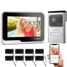 TMEZON 2-Wire WiFi Video Doorphone Doorbell Intercom 7 Inch 1080P Touchscreen Monitor APP/Swipe/Card 4in1 Unlock Tuya App MZ-M730+MZ-E20