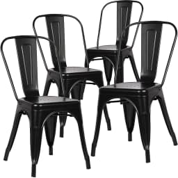 EGOONM Set of 4/8 Modern Metal Dining Chairs Industrial Style Chairs Stackable Used for Restaurant Terrace Outdoor Dining Chair