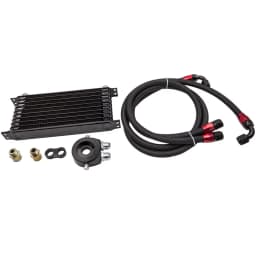 Universal 10 ROW AN-10 Engine Aluminum Oil Cooler Kit + Filter Adaptor Hose End