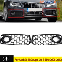 Black Honeycomb Mesh Fog Light Grille Cover For Audi A5 S-Line S5 B8 RS5 2008-12