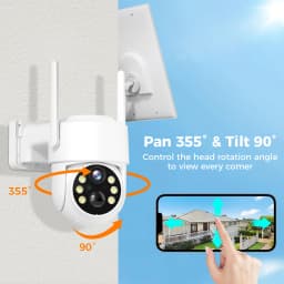 Hiseeu 4MP Wifi Solar Camera Outdoor 2K Wireless Surveillance IP Camera with Solar Panels, PIR Motion Detection Camera, PTZ Wifi