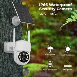 Hiseeu 4MP Wifi Solar Camera Outdoor 2K Wireless Surveillance IP Camera with Solar Panels, PIR Motion Detection Camera, PTZ Wifi