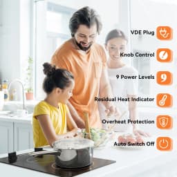 Karinear Built-in Induction Cooktop with 2 Burners, 30 cm, Induction Hob with Plug and Knob Control