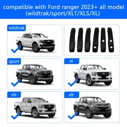 Matte Black Car Door Handle Cover For Ford Ranger 2023 2024 Next Gen Accessories Car Styling