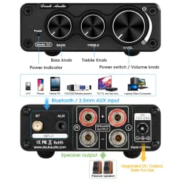 Nobsound Mini TPA3116 Bluetooth 5.0 Recevier HiFi Digital Amplifier Home Desktop Audio Power Amp With Treble Bass 50W×2