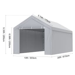 SucceBuy Carport Replacement Canopy Cover Garage Top Tent Shelter Tarp Heavy-Duty Waterproof & UV Protected (Frame Not Include)