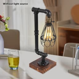 Retro Industrial Table Lamp Metal Water Pipe Desk Decor Lights Loft Study Room Bedroom Night Lighting Fixture 220V E27