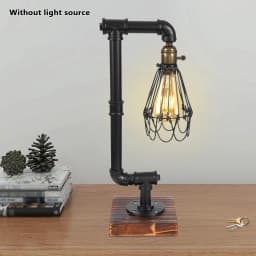 Retro Industrial Table Lamp Metal Water Pipe Desk Decor Lights Loft Study Room Bedroom Night Lighting Fixture 220V E27