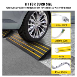 SucceBuy 1/2/3 Packs Cable Protector Ramp Curb Rubber Driveway Threshold Bridge Expandable Ramp for Loading Dock Garage Sidewalk