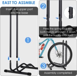 2 Bikes Stand for Storage, Bike Floor Parking Stand Bicycle Cycle Storage Locking Stand with Reversible Design, Bike Rack