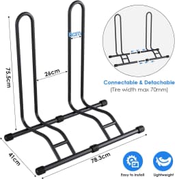 2 Bikes Stand for Storage, Bike Floor Parking Stand Bicycle Cycle Storage Locking Stand with Reversible Design, Bike Rack