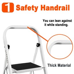 Foldable 3 Step Ladder with Handrails, Steel, Large Size Pedal, Anti-Slip Feet, 150 Kg Capacity, Easy to Store, for Home Kitchen