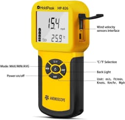 0.3~30m/s Wind Speed Sensor HoldPeak HP-826A Digital Anemometer Air Volume Measure Instrument Handheld Tester