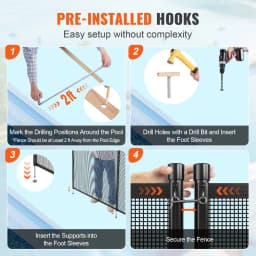 SucceBuy Pool Fence Pool Fences for Inground Pools Removable Child Safety Fencing Teslin PVC Fence Mesh Protects Kids and Pets