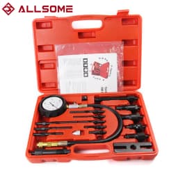 ALLSOME Professional Diesel Engine Cylinder Compression Tester Tool Kit Set Pressure Gauge Tester Kit Set TU-15B Detection Table