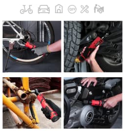 3/8" 12V Cordless Impact Ratchet Wrench Electric Angle Ratchet 2 * 2Ah with 6 Nut for Car Wheel Repair, Mechanical Maintenance