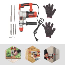 2200W Electric Rotary Demolition Hammer Drill Handheld Concrete Breaker Perforator Chisel Percussion Drill 0-930Rpm with 6 Bits