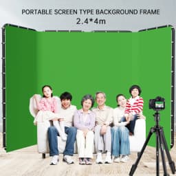 Background Stand 240CMx400CM with Green Screen Wall and Clip Photography Backdrop Frame For Living Video Recording Changing Room